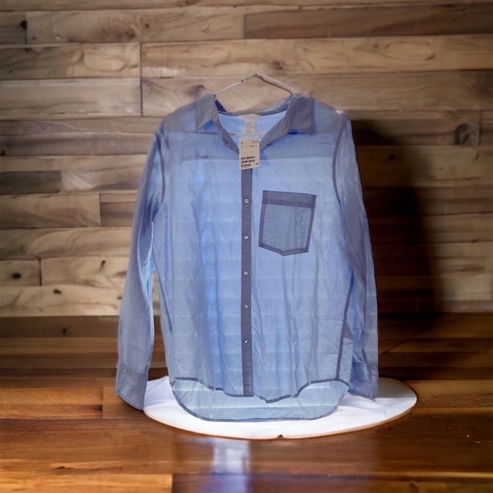 H&m baby blue, button down ladies shirt NWT.